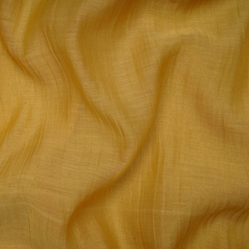(Pre-Cut 2.50 Mtr) Yellow Color Pure Chanderi Fabric