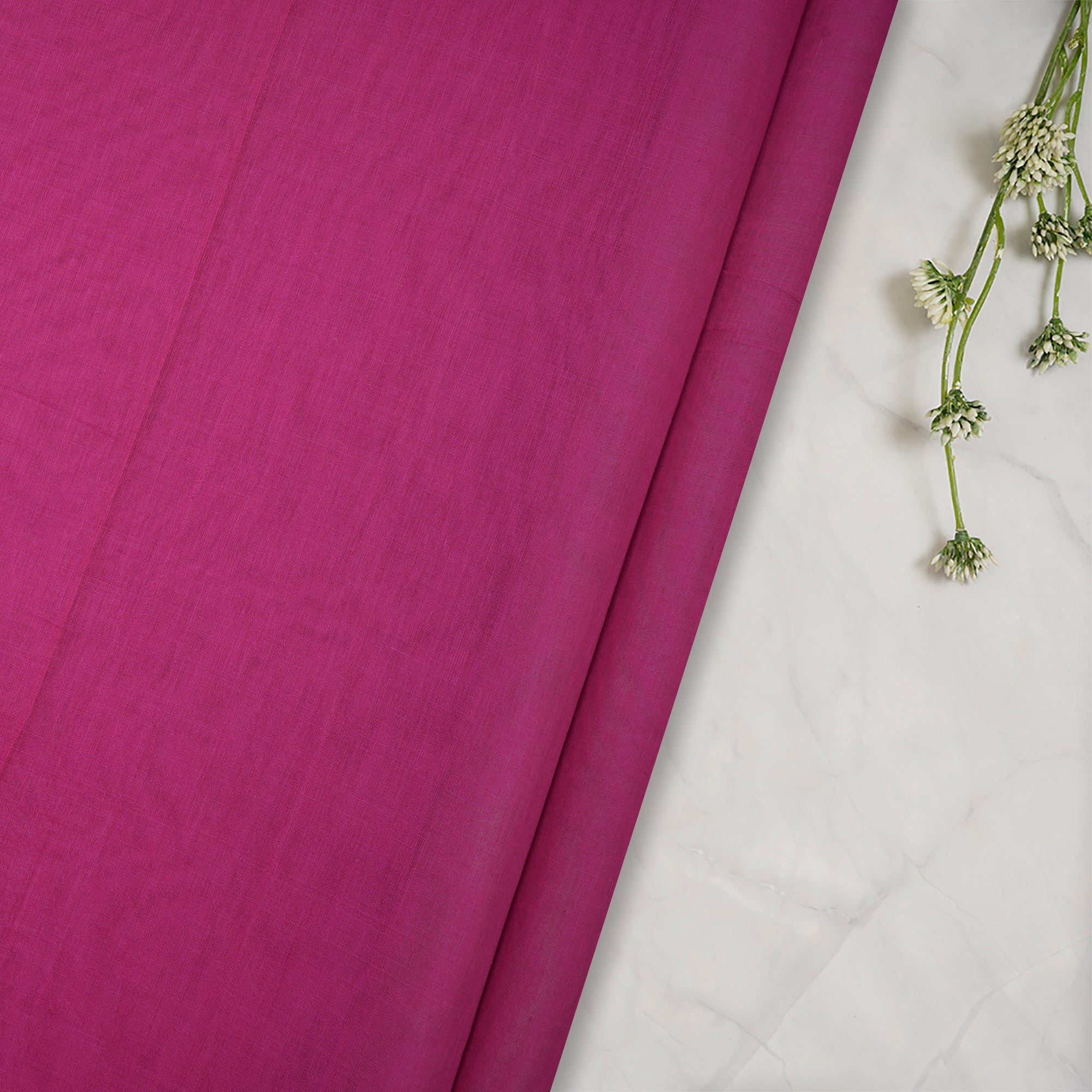 (Pre-Cut 3.00 Mtr) Fuchsia Color Pure Silk Cotton Fabric