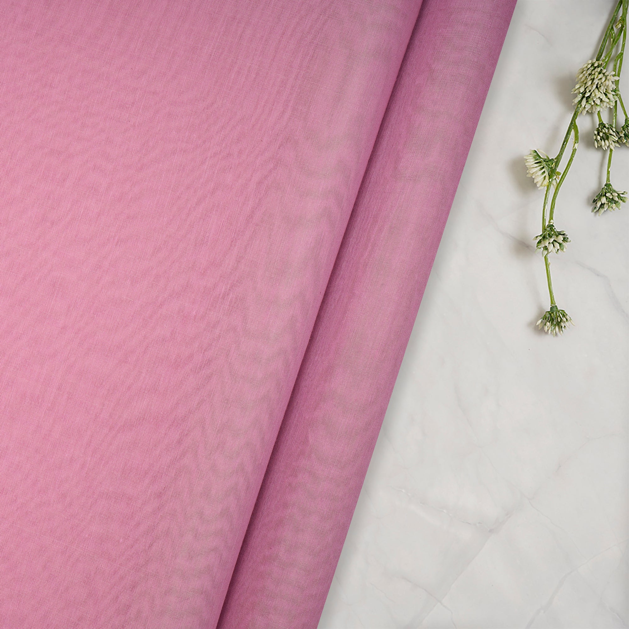 (Pre-Cut 3.20 Mtr) Pastel Magenta Color Pure Silk Cotton Fabric
