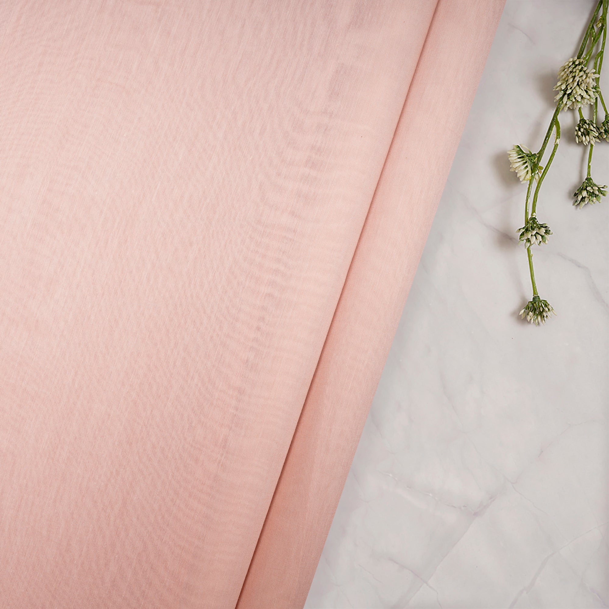 (Pre-Cut 3.50 Mtr ) Blush Pure Fine Chanderi Fabric