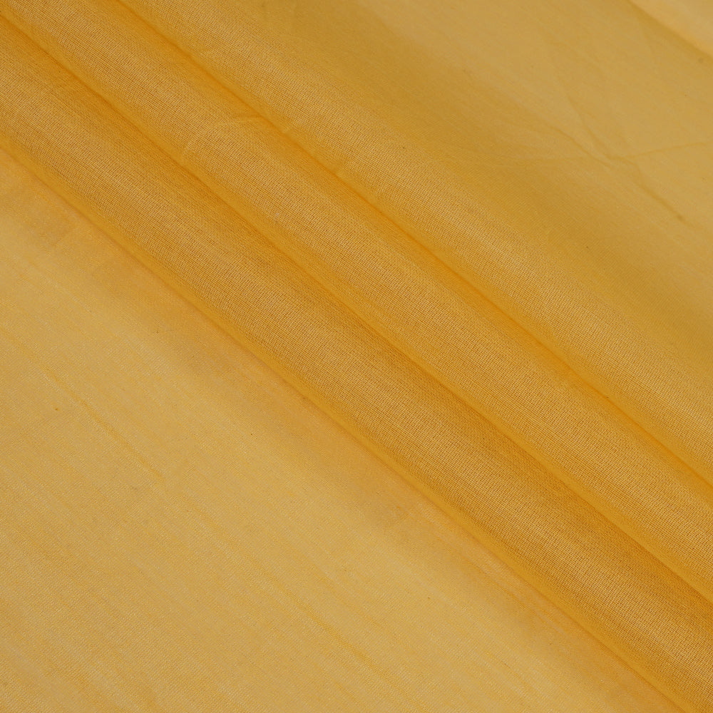 (Pre Cut 3.90 Mtr Piece) Yellow Color Yarn Dyed Fine Chanderi Fabric