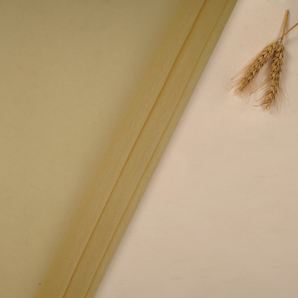 (Pre-Cut 3.90 Mtr ) Corn Yellow Color Pure Chanderi Fabric