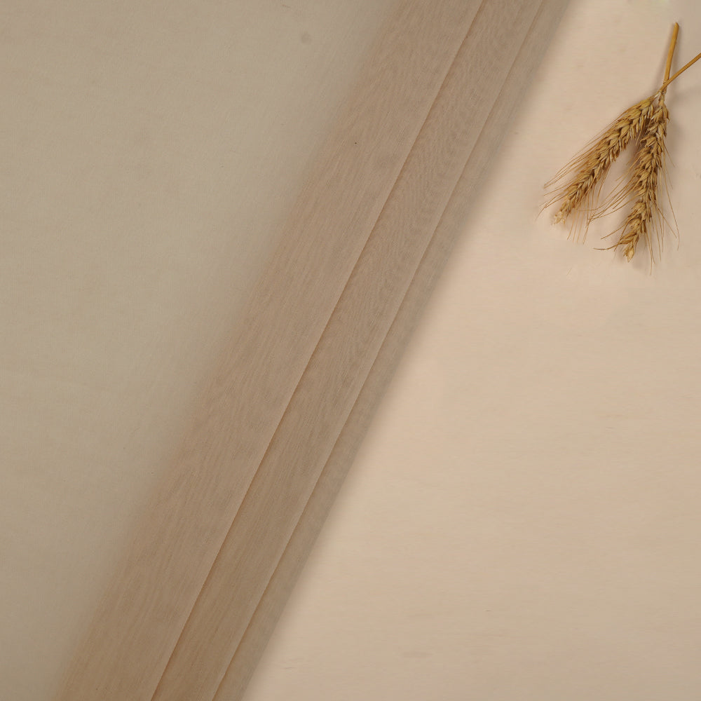 (Pre-Cut 4.35 Mtr ) Beige Color Yarn Dyed Pure Chanderi Fabric