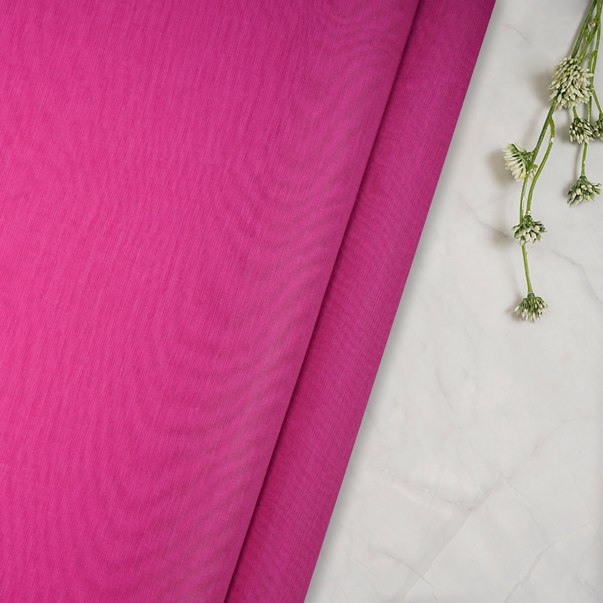 (Pre-Cut 3.90 Mtr) Fuchsia Color Pure Silk Cotton Fabric