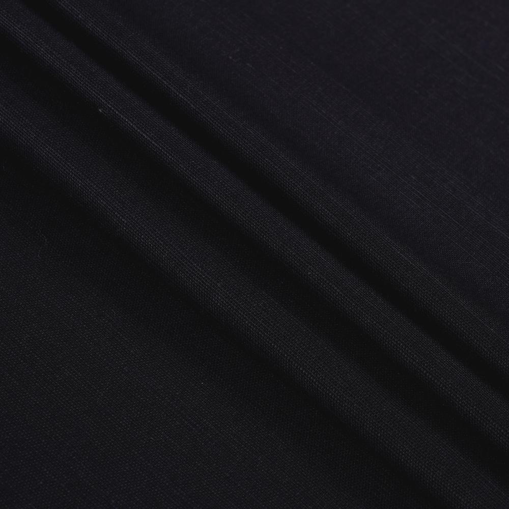 (Pre Cut 1.20 Mtr Piece) Black Color Cotton Flax Fabric