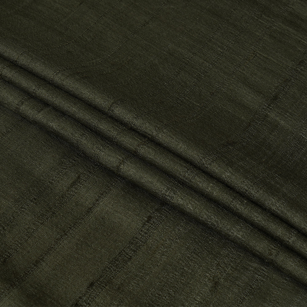 (Pre Cut 1 Mtr Piece) Pickle Green Color Tussar Silk Fabric