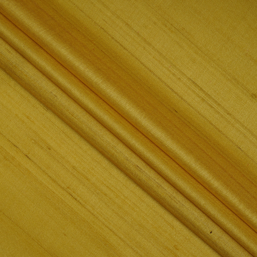 (Pre-Cut 1.55 Mtr ) Yellow Color Tussar Silk Fabric