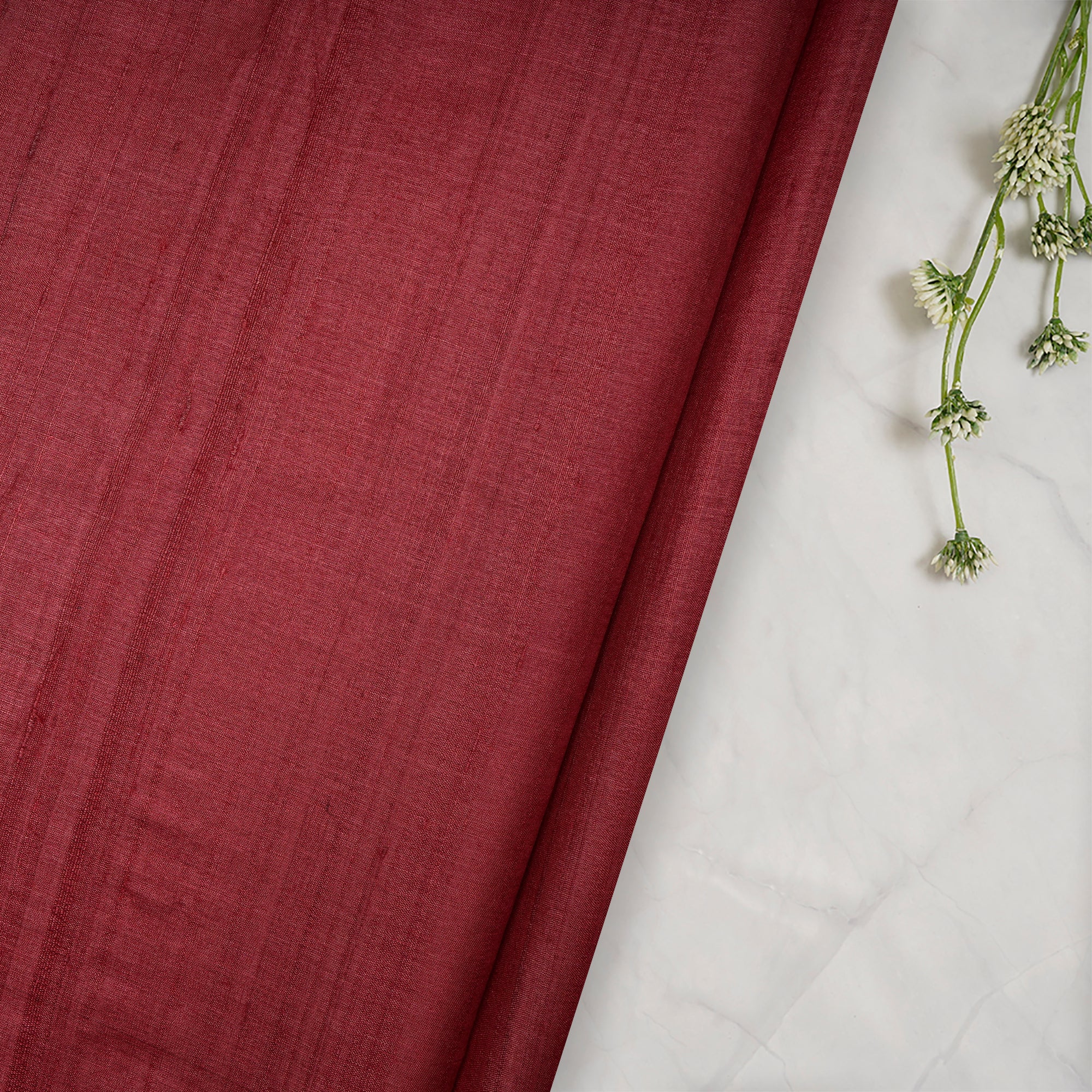(Pre-Cut 2.50 Mtr) Maroon Desi Tussar Silk Fabric