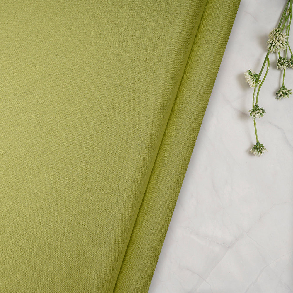 (Pre-Cut 3.50 Mtr) Green Color Plain Modal Fabric
