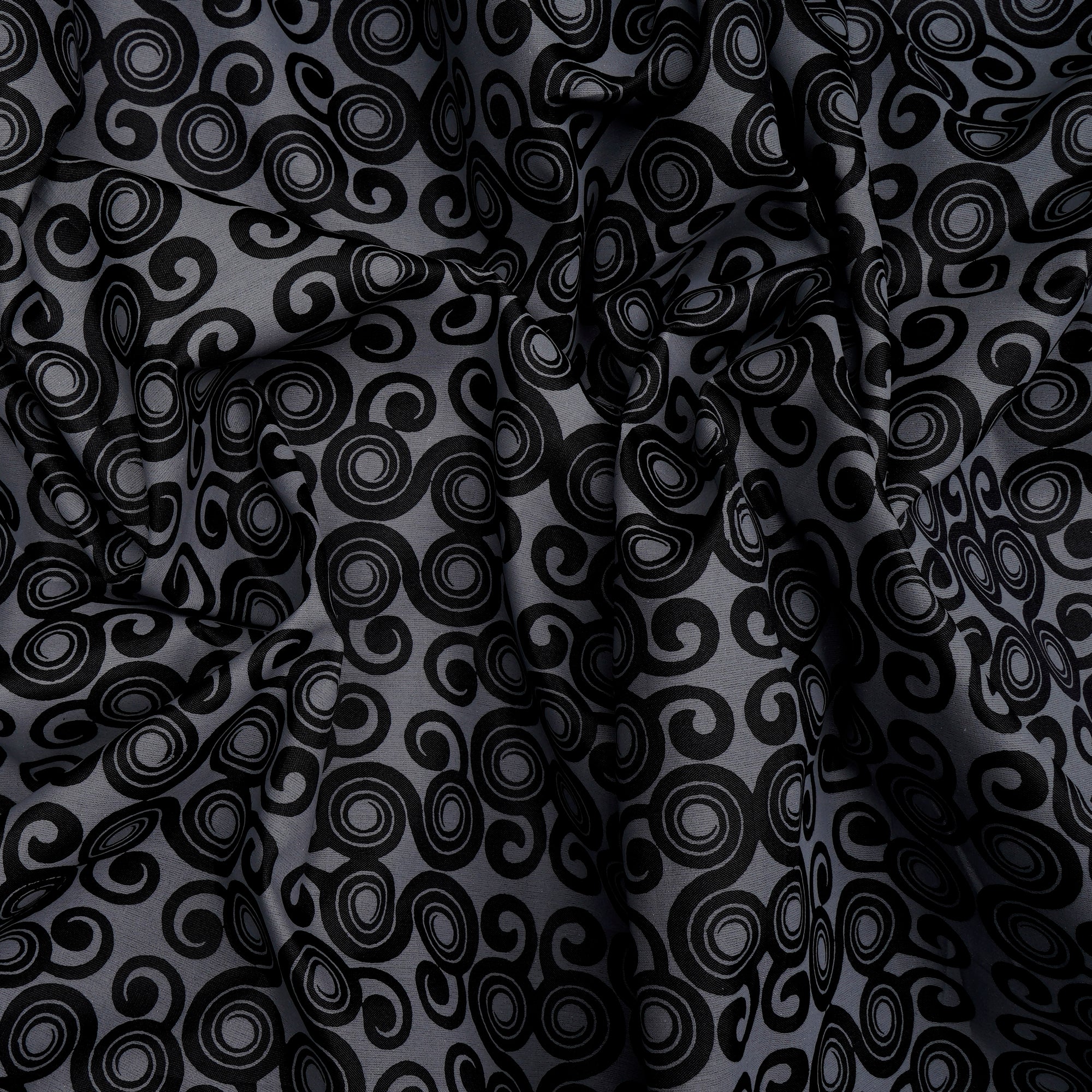 (Pre Cut 2.20 Mtr Piece) Black Color Printed Banglore Silk Fabric
