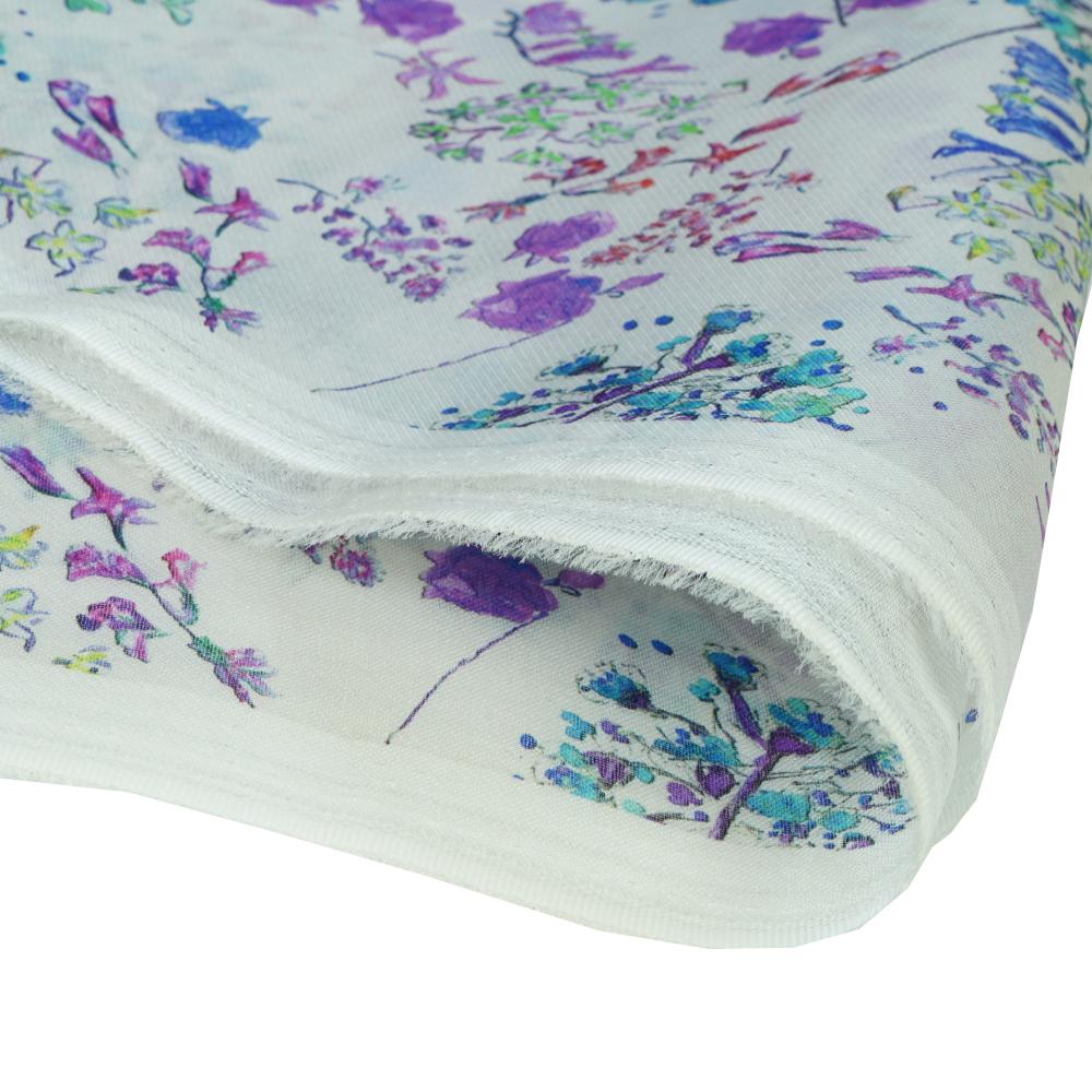 (Pre Cut 2.50 Mtr Piece) Multi Color Printed Silk Organza Fabric
