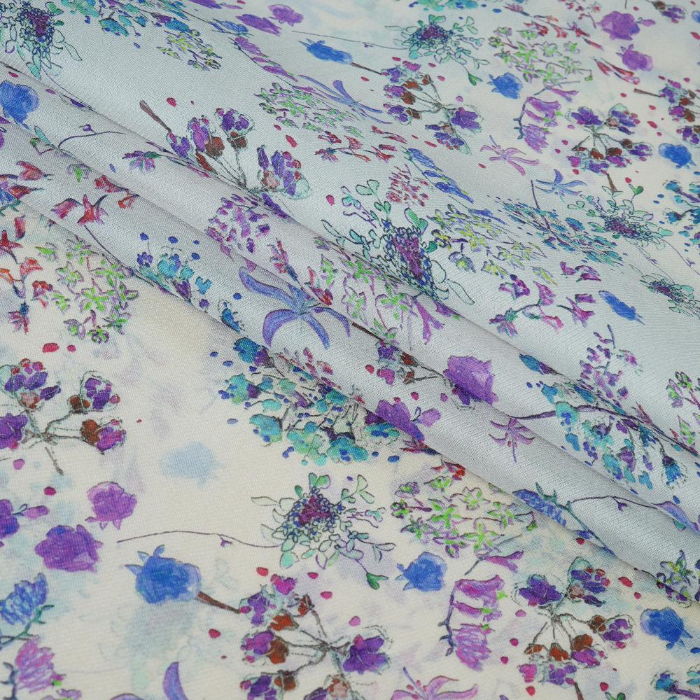 (Pre Cut 2.50 Mtr Piece) Multi Color Printed Silk Organza Fabric
