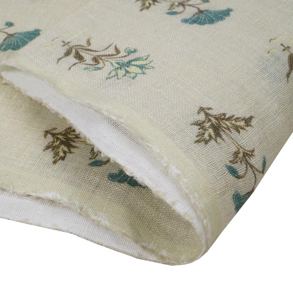 (Pre Cut Pre-Cut Fabrics>>Cut Piece Upto 1 Metre) Spring Green Color Digital Printed Gauge Linen Fabric