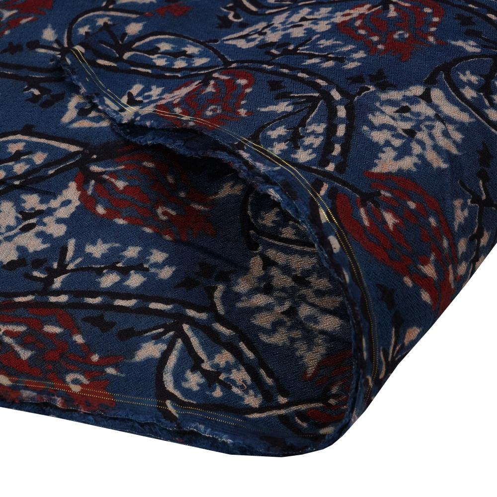 (Pre Cut 1 Mtr Piece) Yale Color Handcrafted Ajrak Printed Modal Dobby Fabric