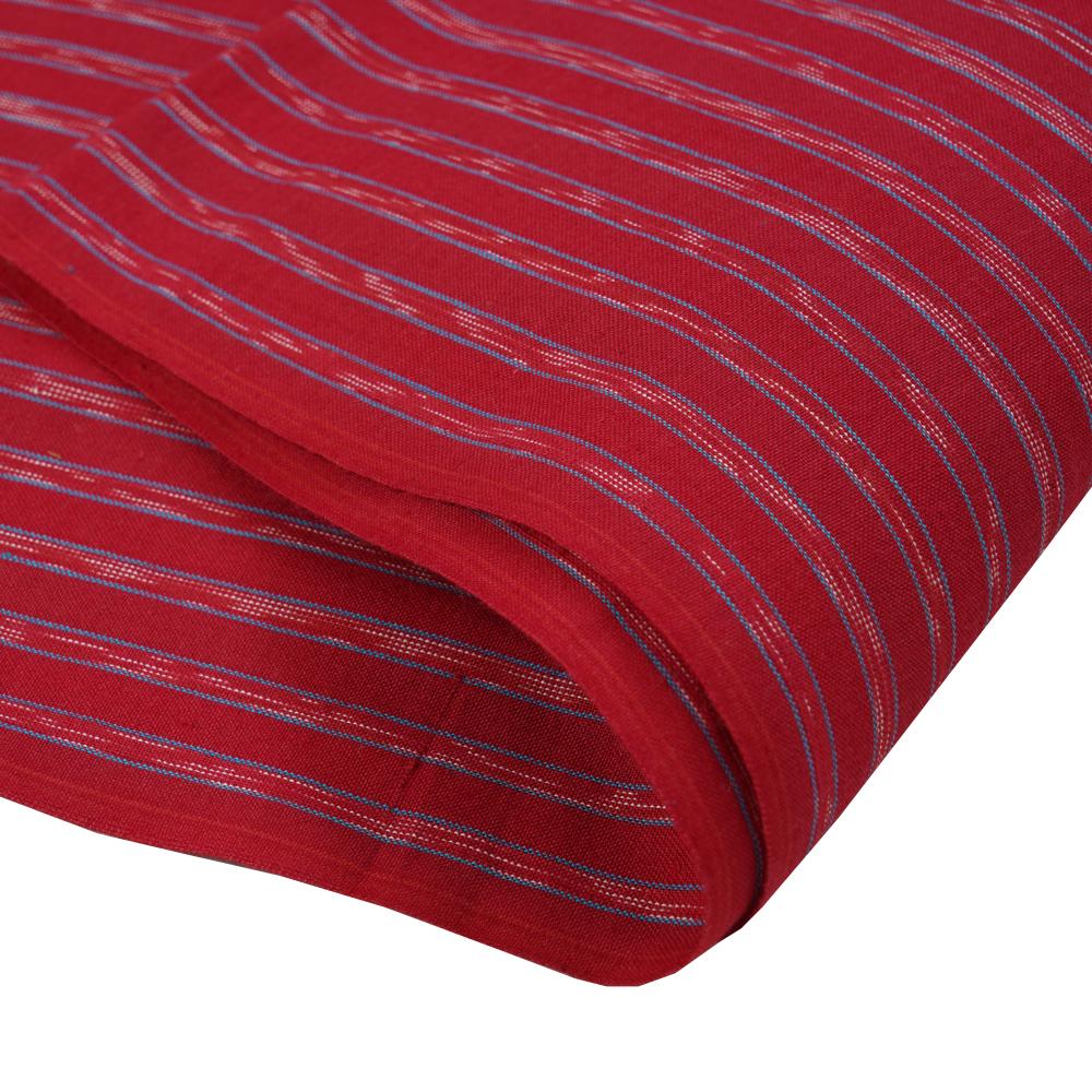 (Pre Cut Pre-Cut Fabrics>>Cut Piece Upto 1 Metre) Ruby Pink Color Handwoven Ikat Cotton Fabric
