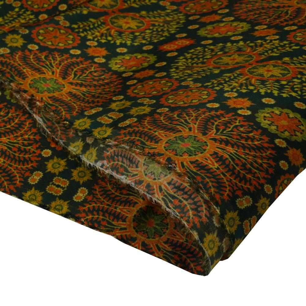 (Pre Cut 1.80 Mtr Piece) Multi Color Digital Printed Bemberg Satin Fabric