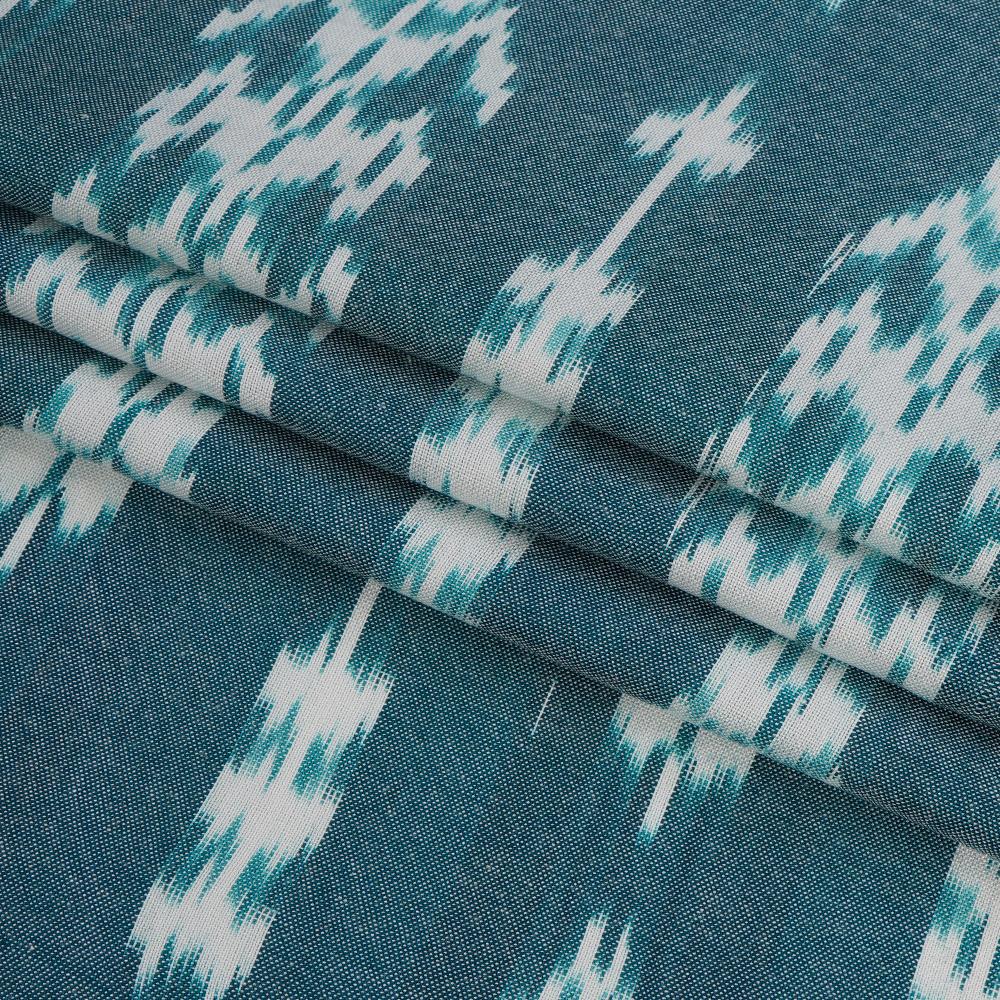 (Pre Cut 1.10 Mtr Piece) Pickle Green-White Color Handwoven Ikat Cotton Fabric