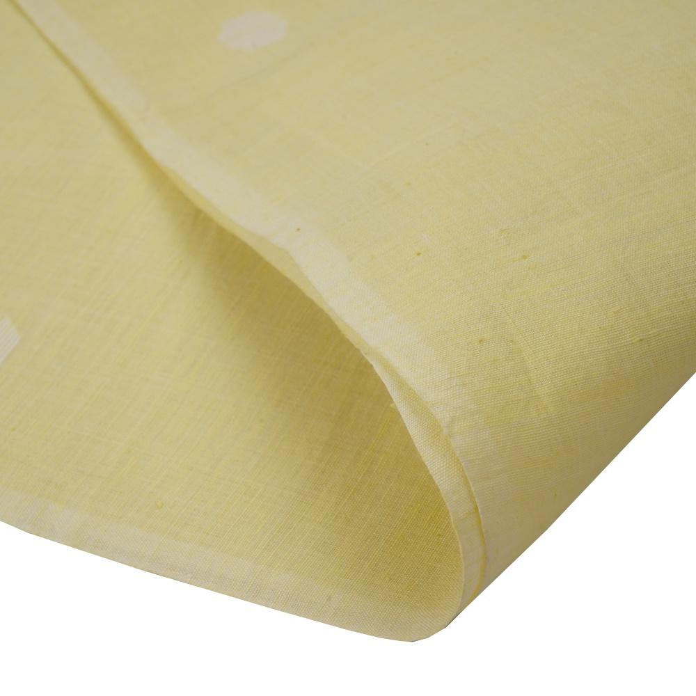 (Pre Cut 1.30 Mtr Piece) Blonde Yellow Color Handwoven Jamdani Cotton Fabric