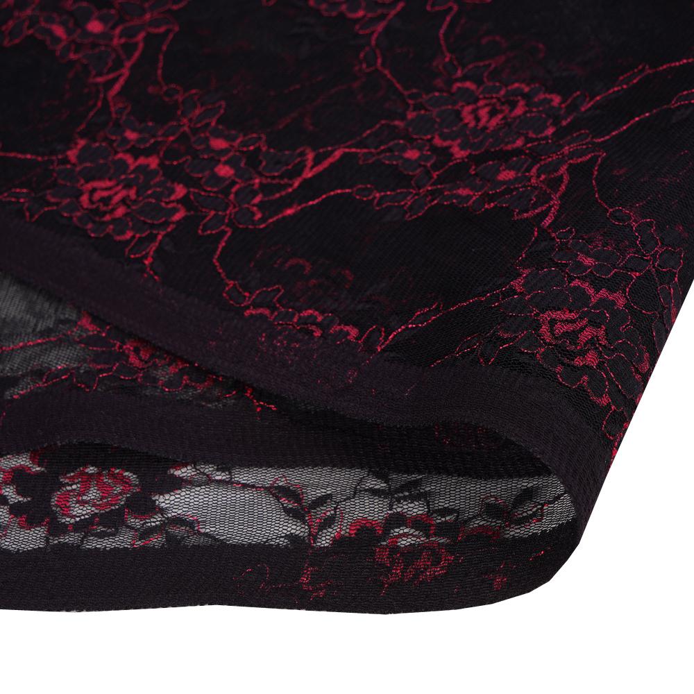 (Pre Cut 2.80 Mtr Piece) Black-Pink Color Embroidered Nylon Net Fabric