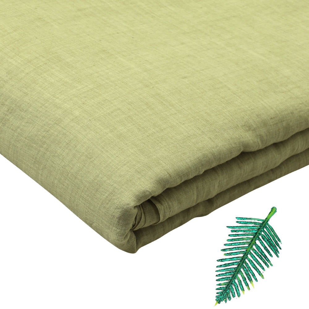 (Pre-Cut 1 Mtr) Thistle Green Color Cheese Cotton Fabric