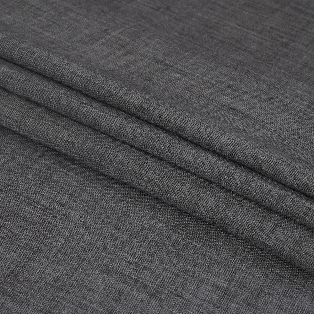 (Pre Cut 1.90 Mtr Piece) Steel Grey Color Cheese Cotton Fabric