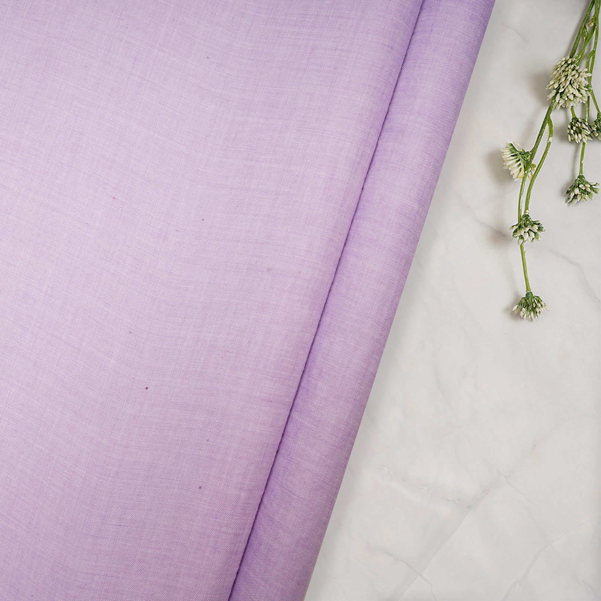 (Pre Cut 2.00 Mtr )Light Lavender Color Cheese Cotton Fabric