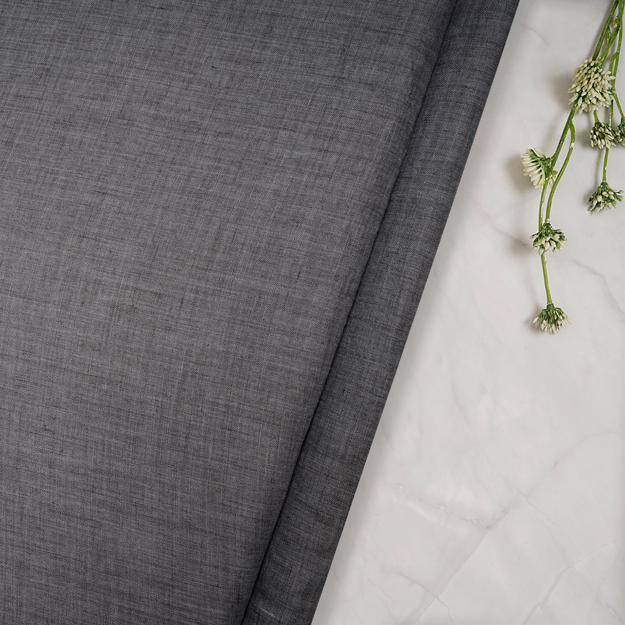 (Pre Cut 2.0 Mtr ) Dark Grey Cheese Cotton Fabric