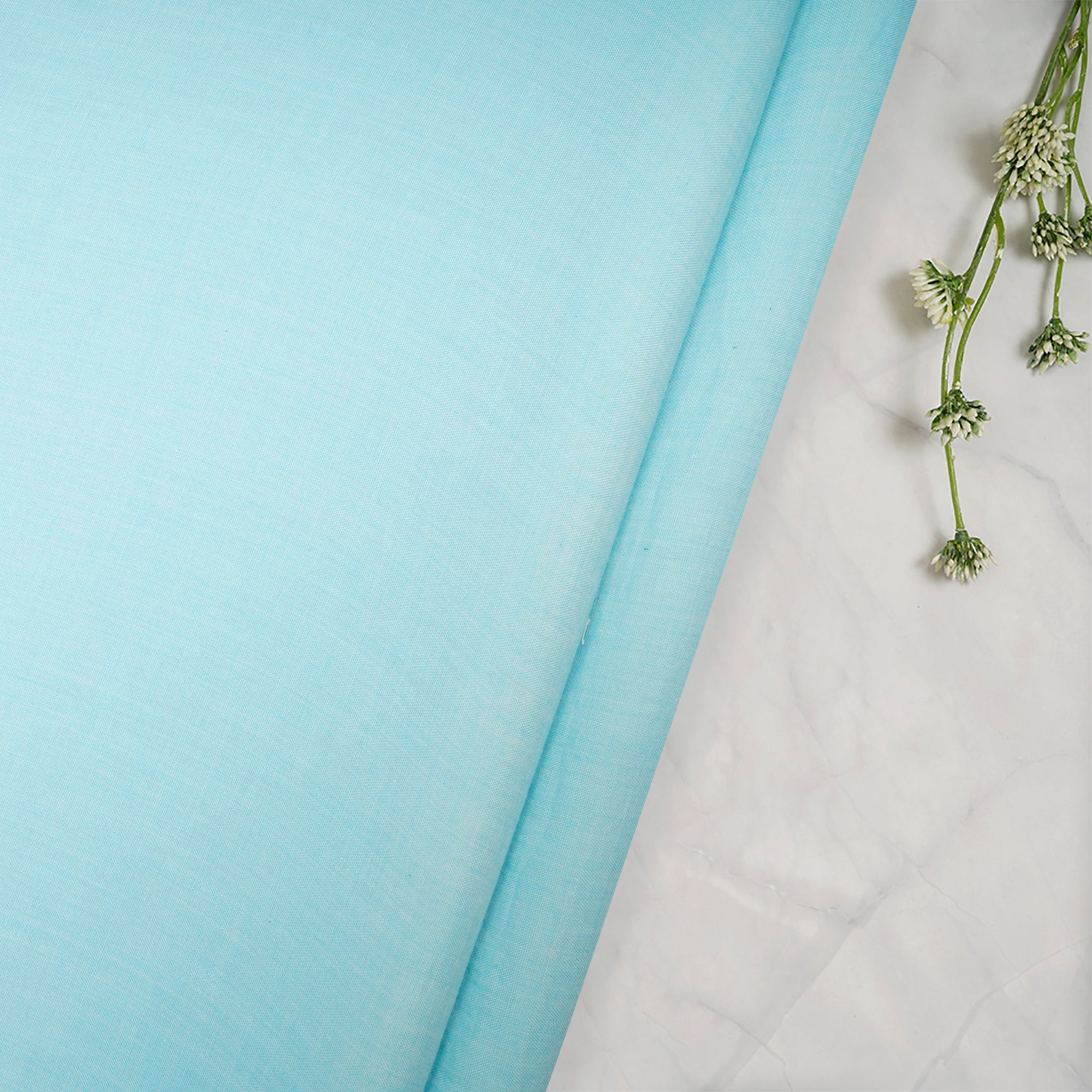 (Pre Cut 3.5Mtr )Light Blue Color Cheese Cotton Fabric