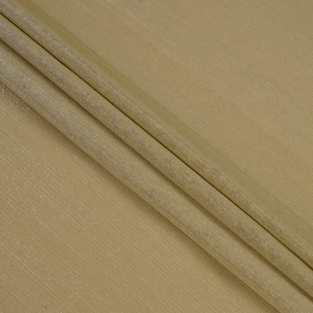 (Pre Cut 4.10 Mtr Piece) Metallic Olive Color Metallic Lurex Silk Fabric