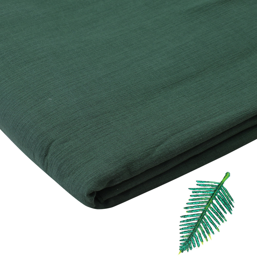 (Pre ut 1.50 Mtr) Dark Green Color Cotton Viscose Slub Fabric