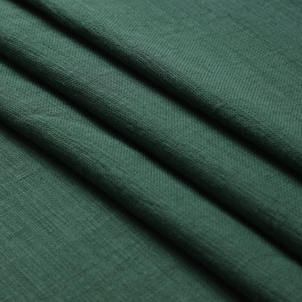 (Pre ut 1.50 Mtr) Dark Green Color Cotton Viscose Slub Fabric