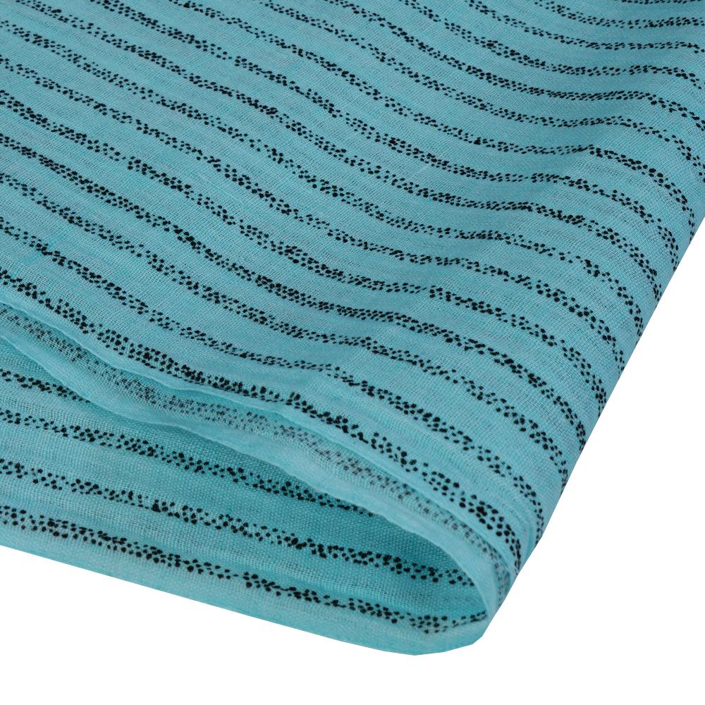 (Pre Cut 2 Mtr Piece) Sky Color Printed Cheese Cotton Fabric