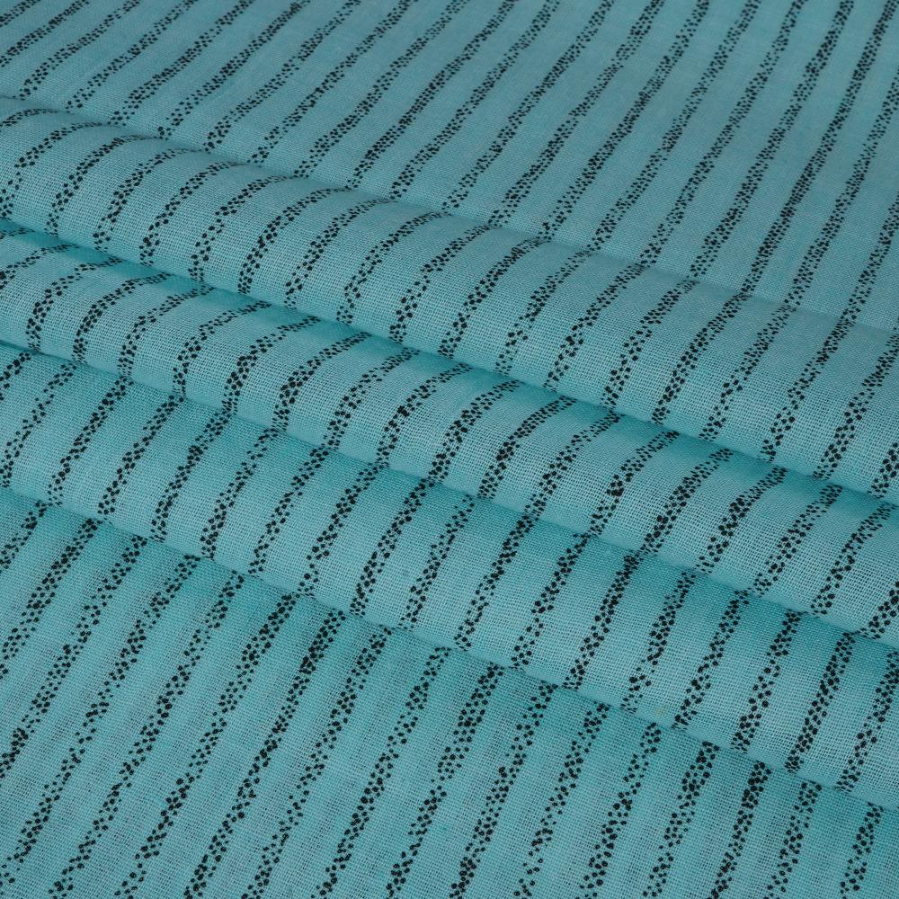 (Pre Cut 2 Mtr Piece) Sky Color Printed Cheese Cotton Fabric
