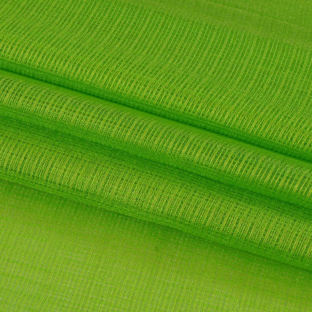 (Pre Cut 2.15 Mtr Piece) Green Color Yarn Dyed Silk Kota Fabric