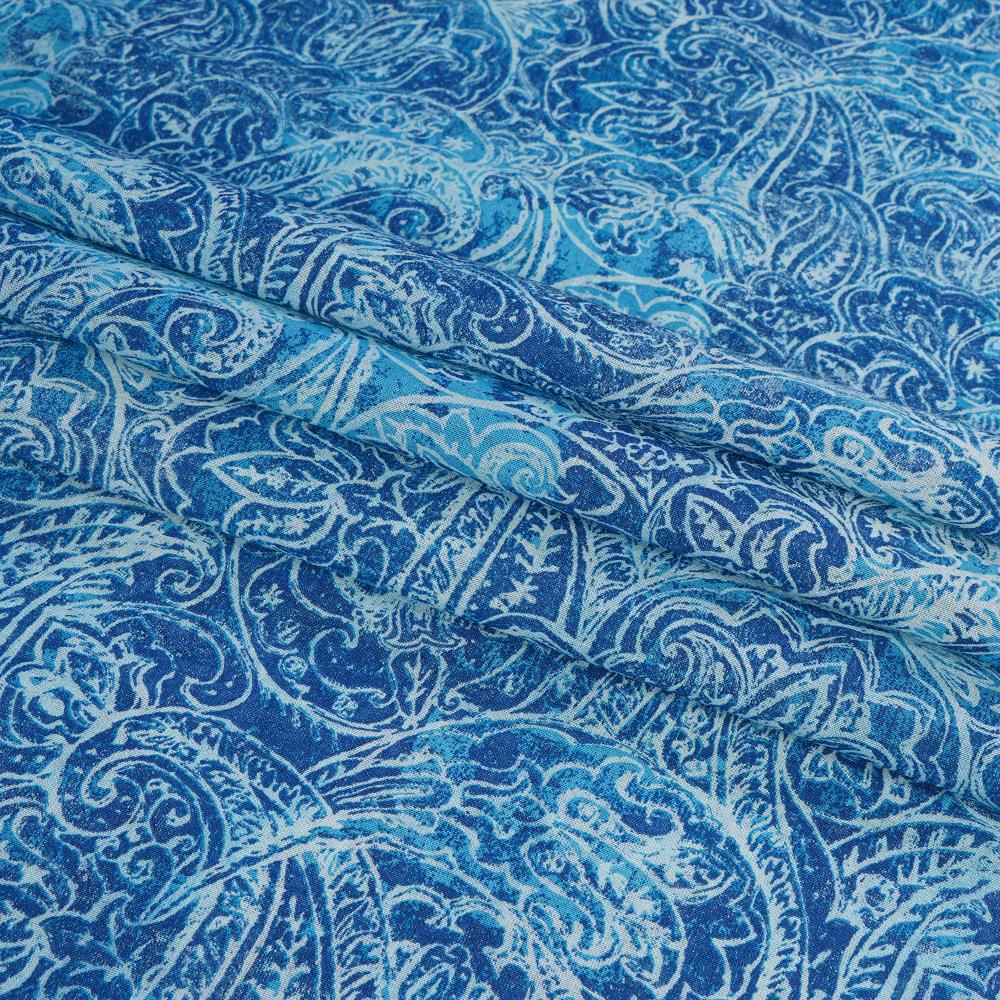 (Pre Cut 2.40 Mtr Piece) Blue Color Printed Tussar Chanderi Fabric