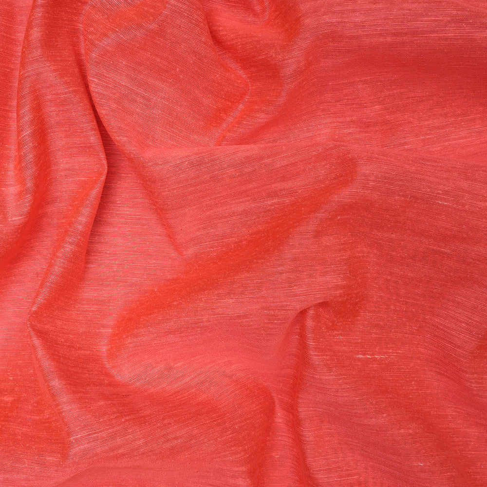 (Pre-Cut 2.25 Mtr) Orange Color Natural Noile Silk Fabric