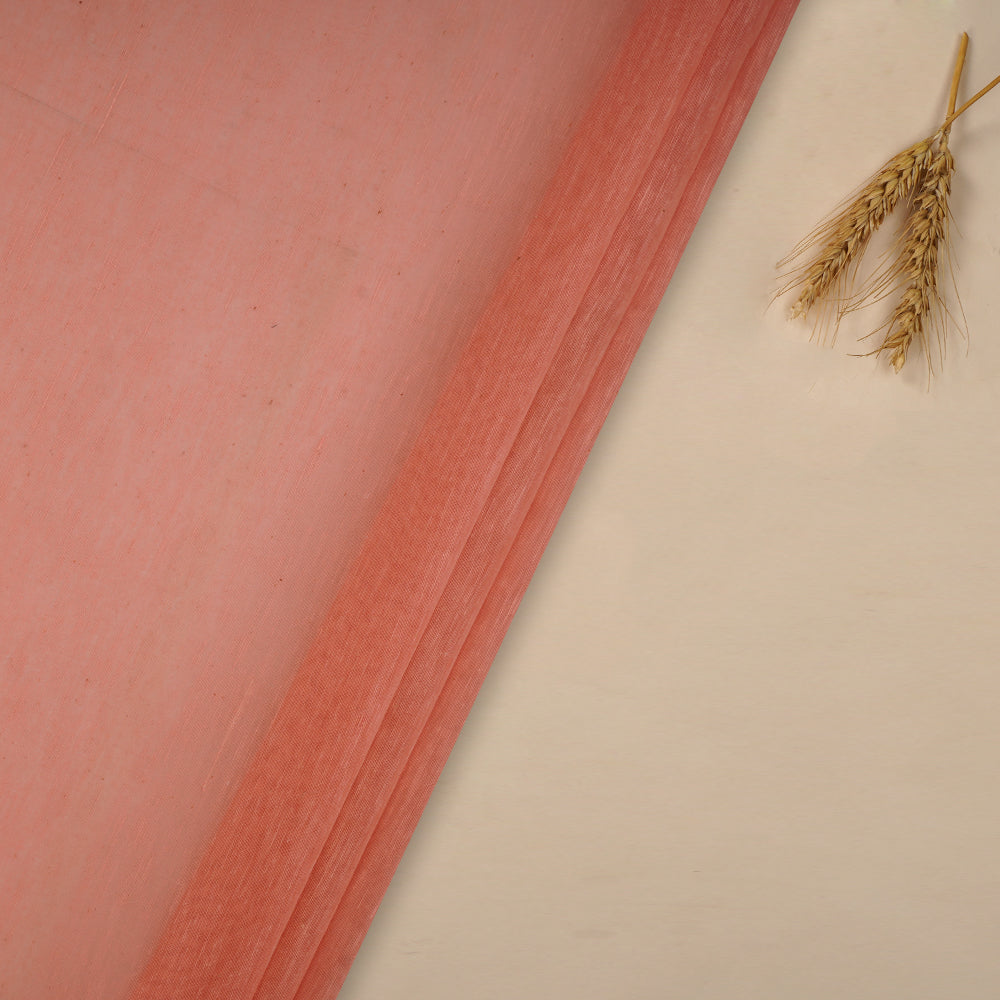 (Pre-Cut 2.75 Mtr ) Peach Color Natural Noile Silk Fabric
