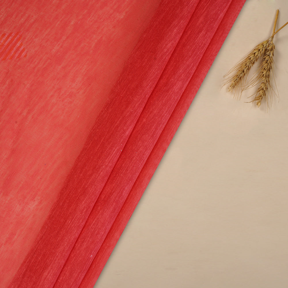 (Pre Cut 4.50 Mtr Piece) Red Color Natural Noile Silk Fabric