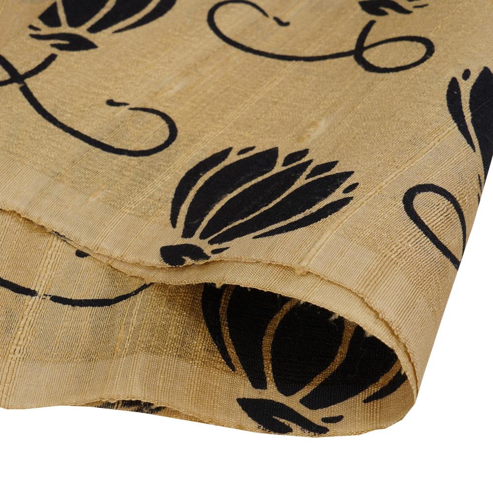 (Pre Cut 1 Mtr Piece) Golden Color Printed Dupion Silk Fabric