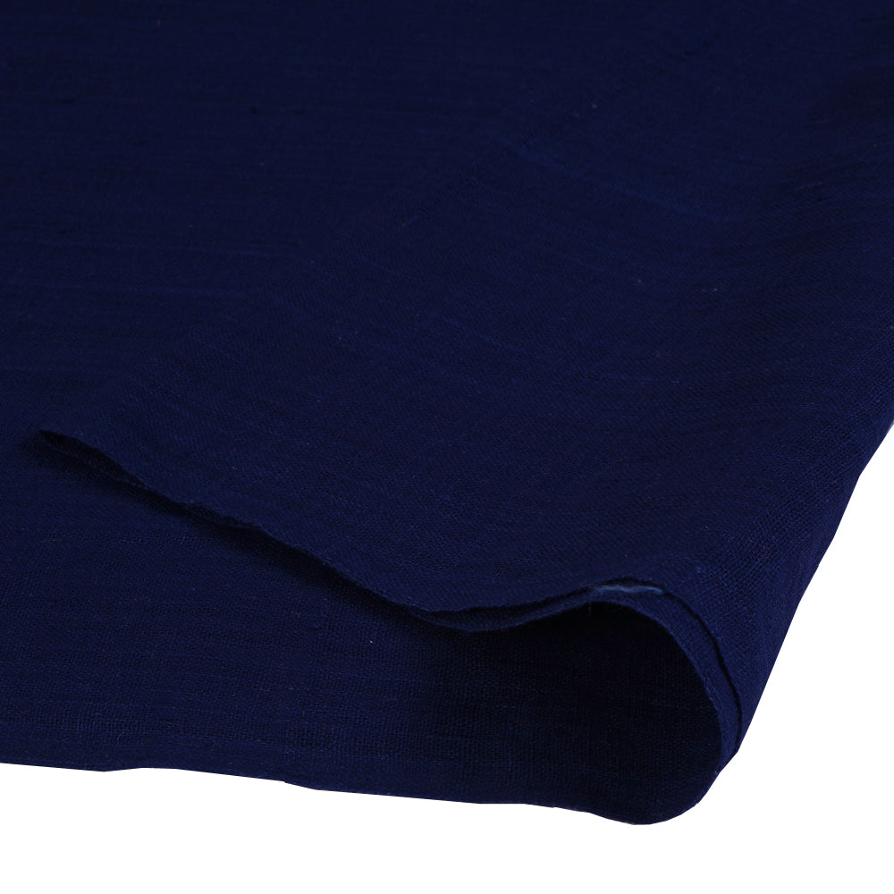 (Pre Cut 2.30 Mtr Piece) Navy Blue Color Handwoven Handspun Cotton Fabric