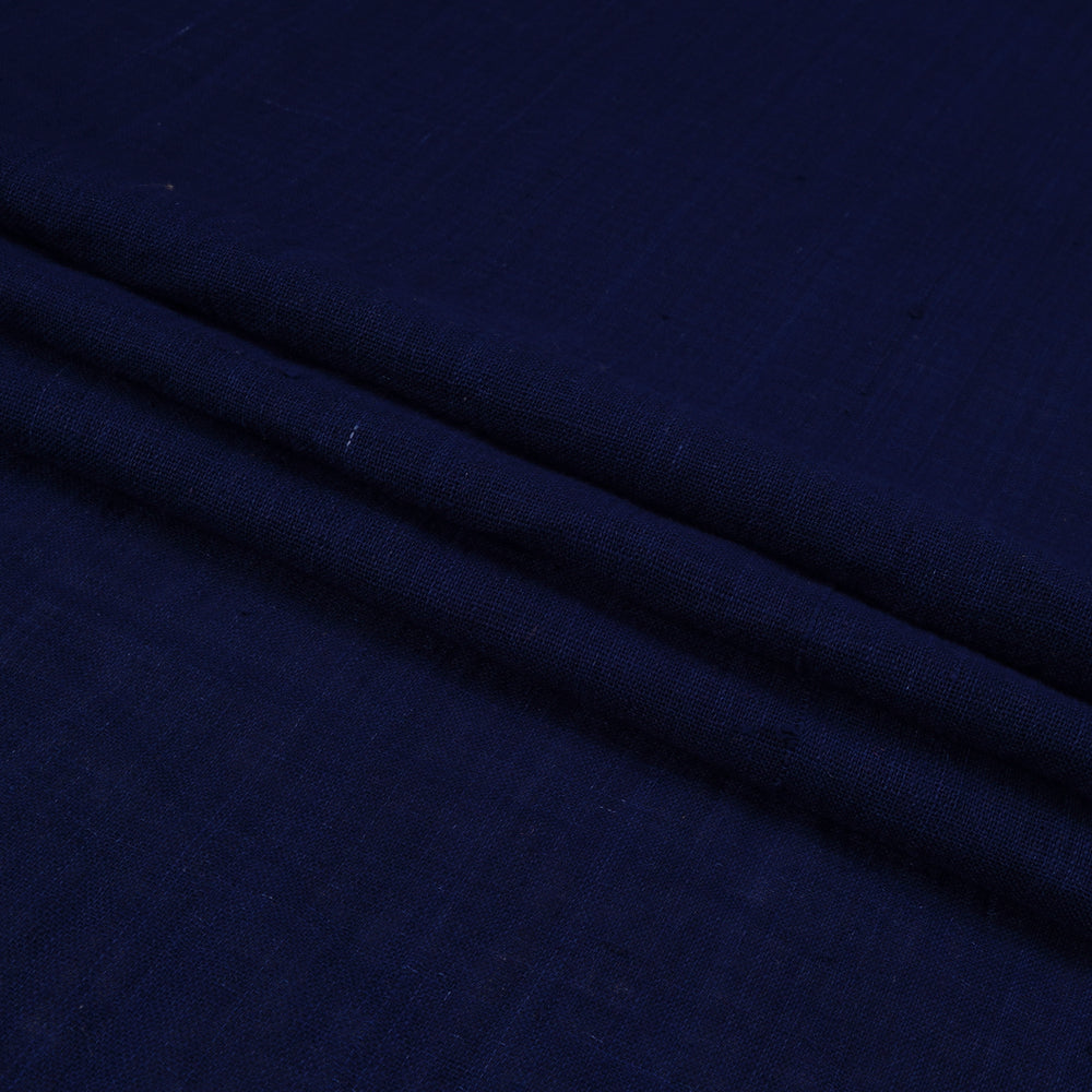 (Pre Cut 2.30 Mtr Piece) Navy Blue Color Handwoven Handspun Cotton Fabric
