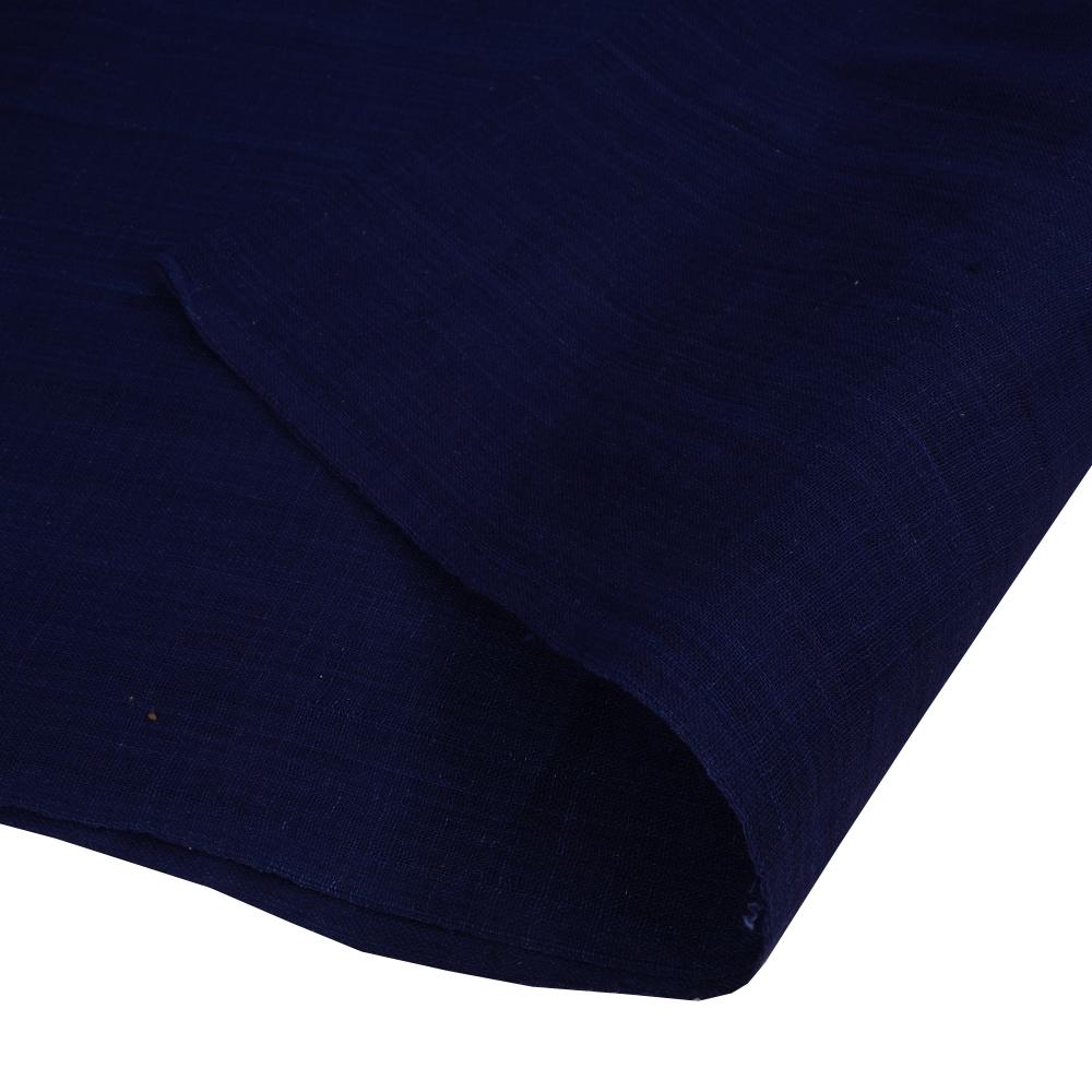 (Pre Cut 2.90 Mtr Piece) Navy Blue Color Yarn Dyed Cotton Muslin Fabric