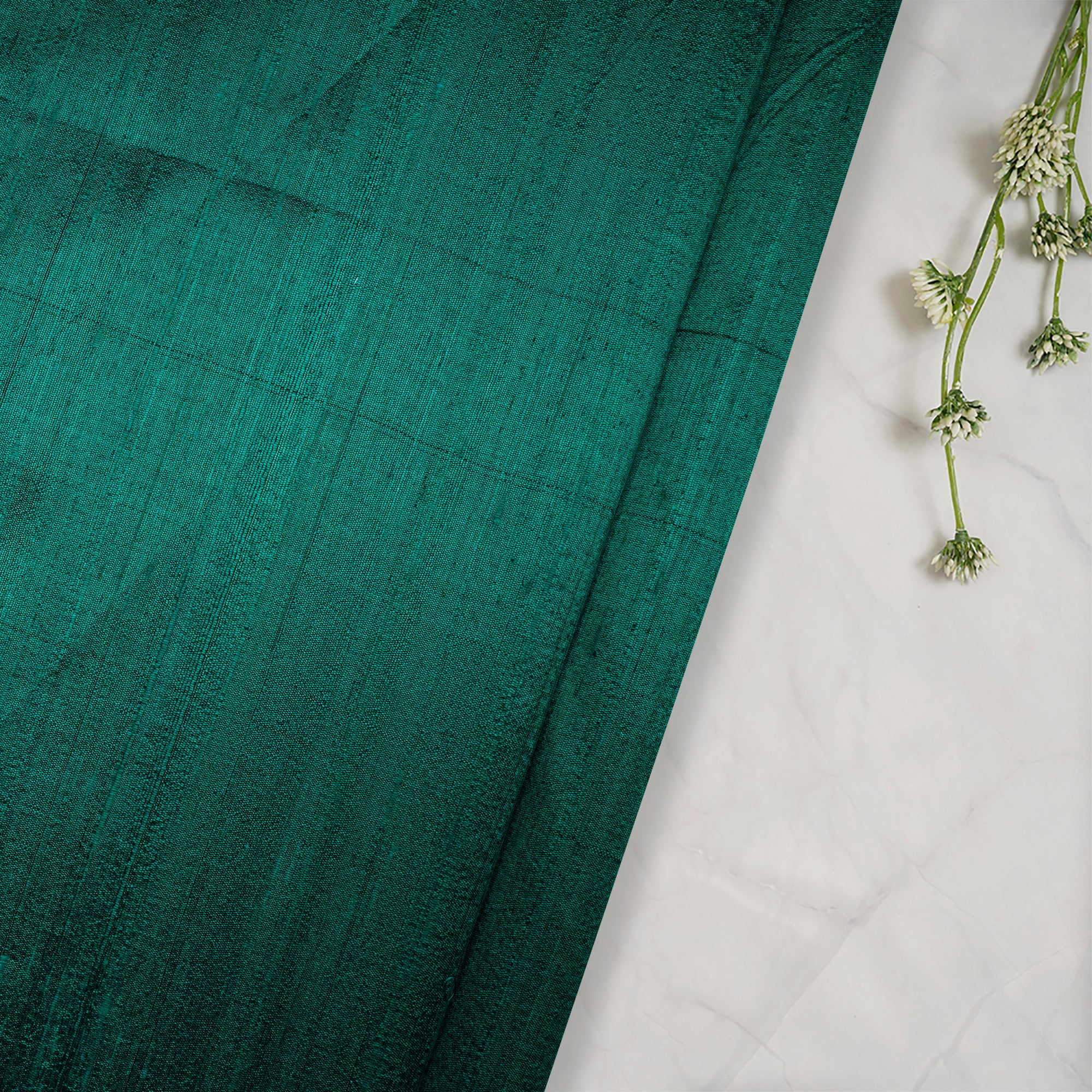 (Pre Cut 2.50Mtr )Dark Green Color Dual Tone Dupion Silk Fabric
