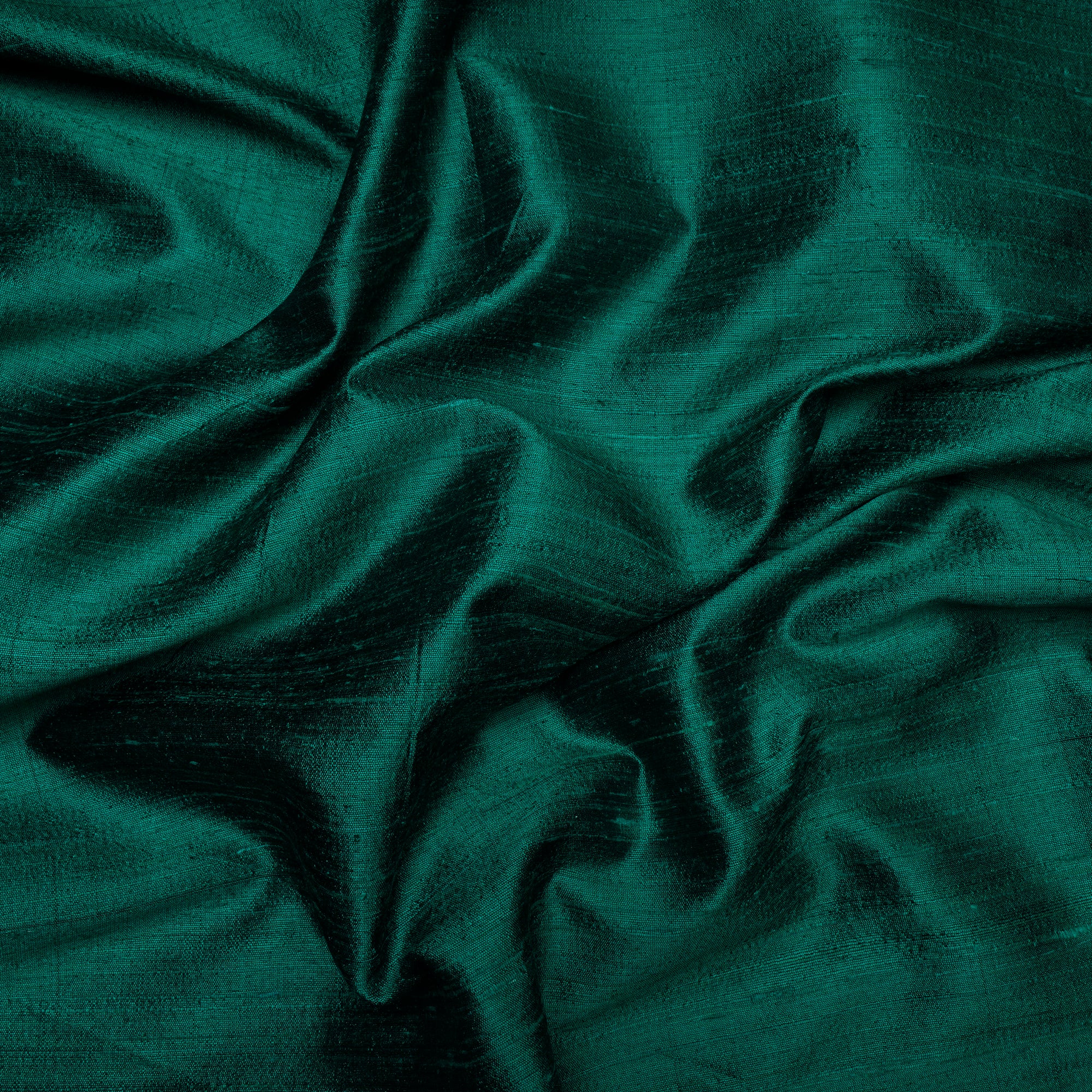 (Pre Cut 2.50Mtr )Dark Green Color Dual Tone Dupion Silk Fabric