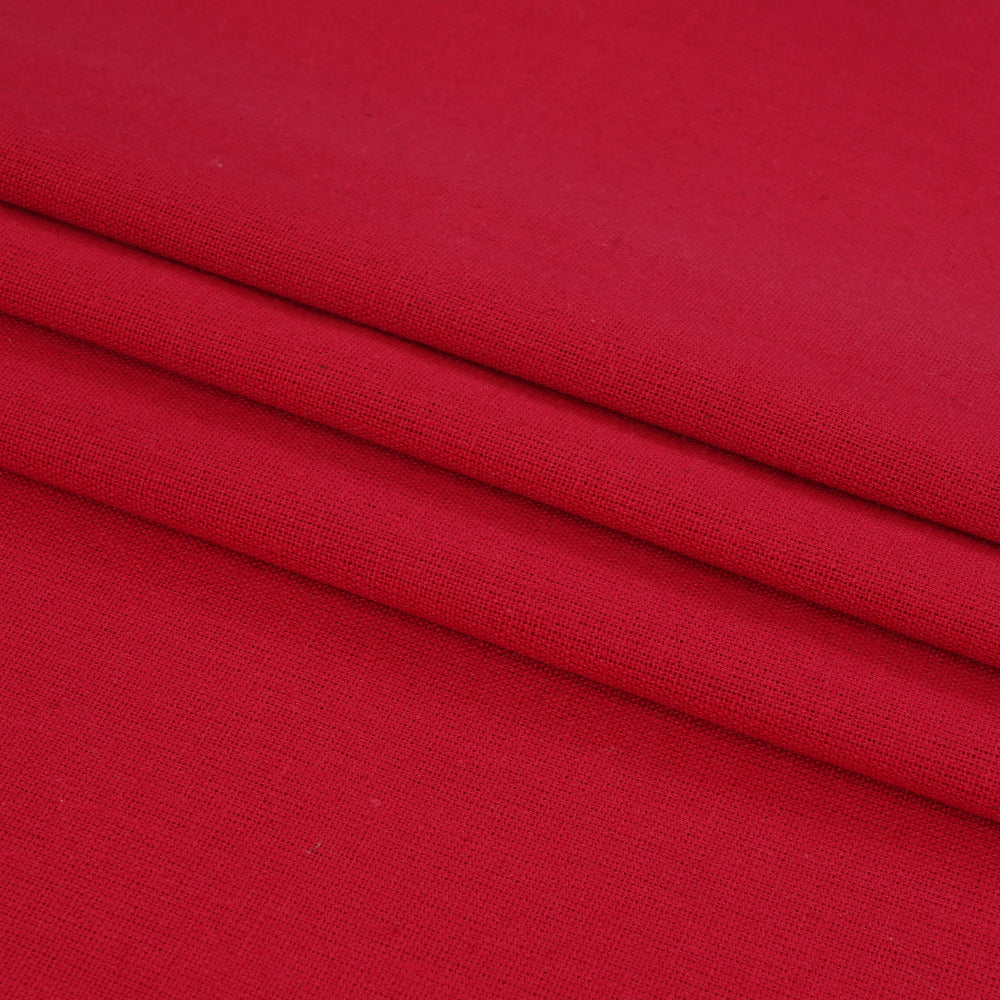 (Pre Cut 1.30 Mtr Piece) Red Color Handloom Cotton Fabric