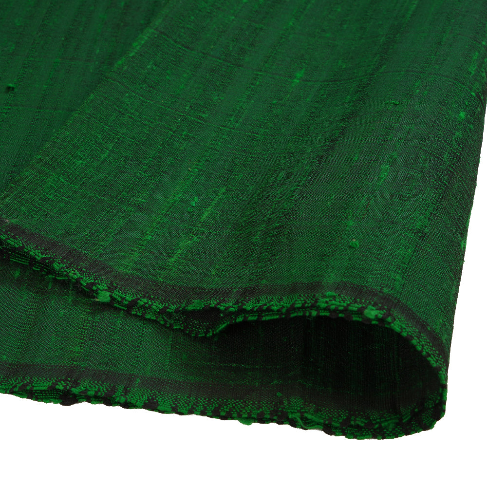 (Pre Cut 2.55 Mtr Piece) Emerald Color Dupion Silk Fabric