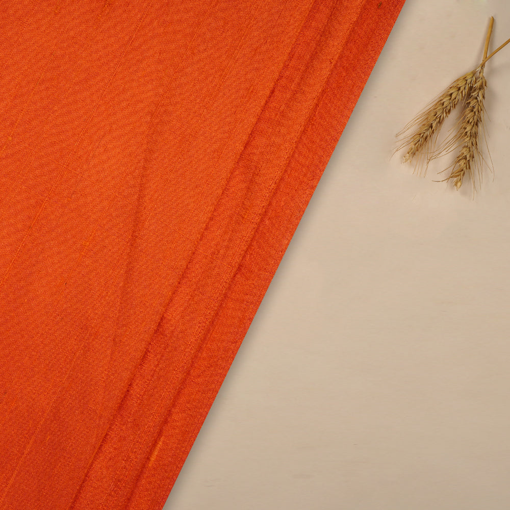 (Pre-Cut 3.35 Mtr ) Orange Color Dupion Silk Fabric