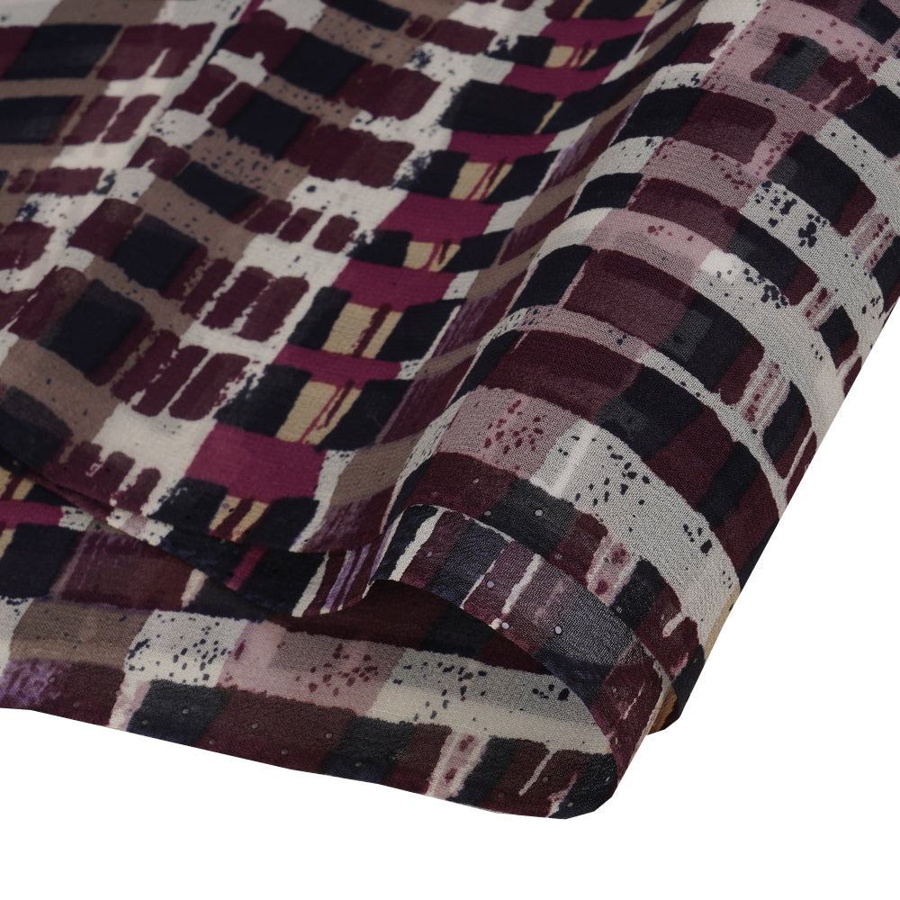 (Pre Cut 0.90 Mtr Piece) Black Color Printed Georgette Silk Fabric