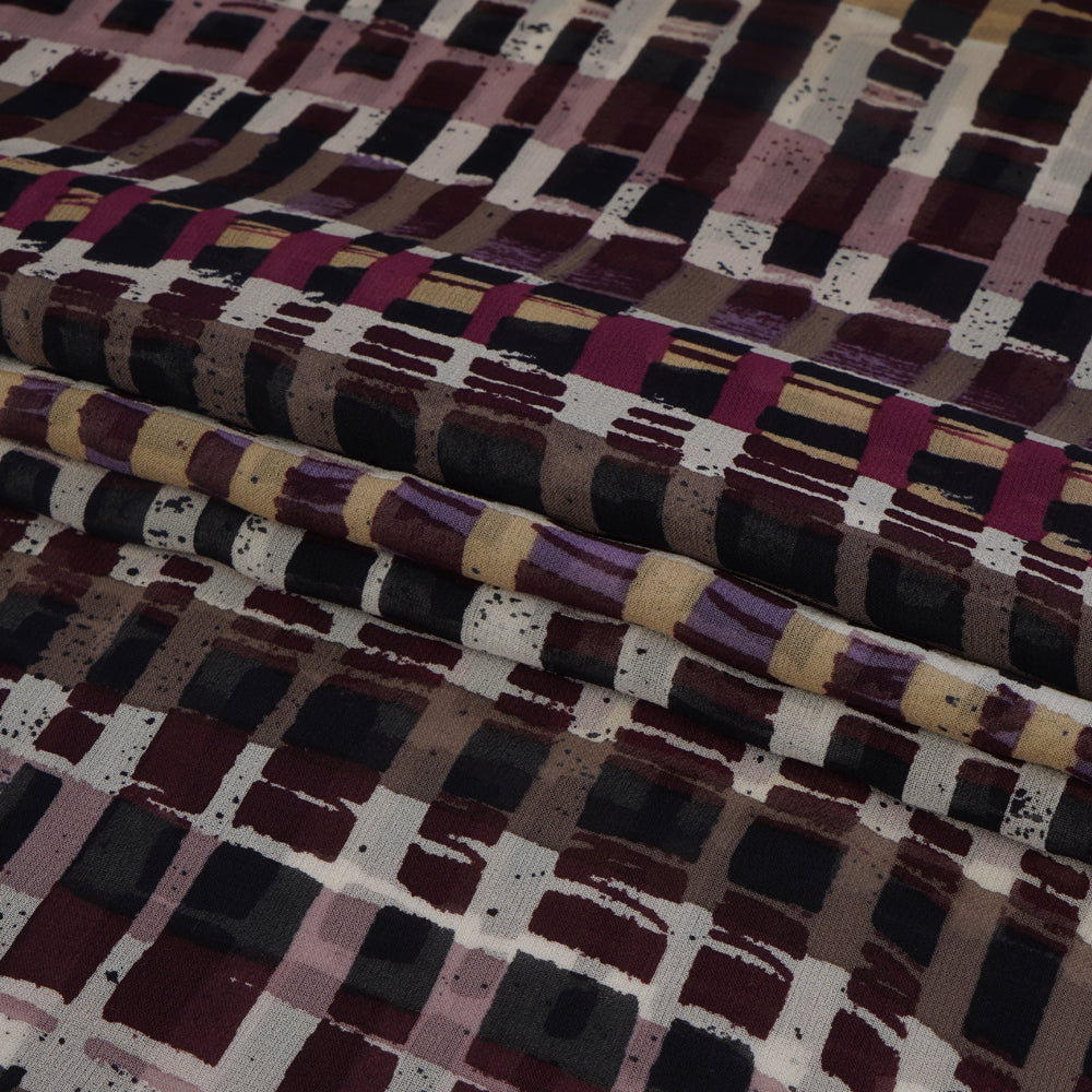 (Pre Cut 0.90 Mtr Piece) Black Color Printed Georgette Silk Fabric