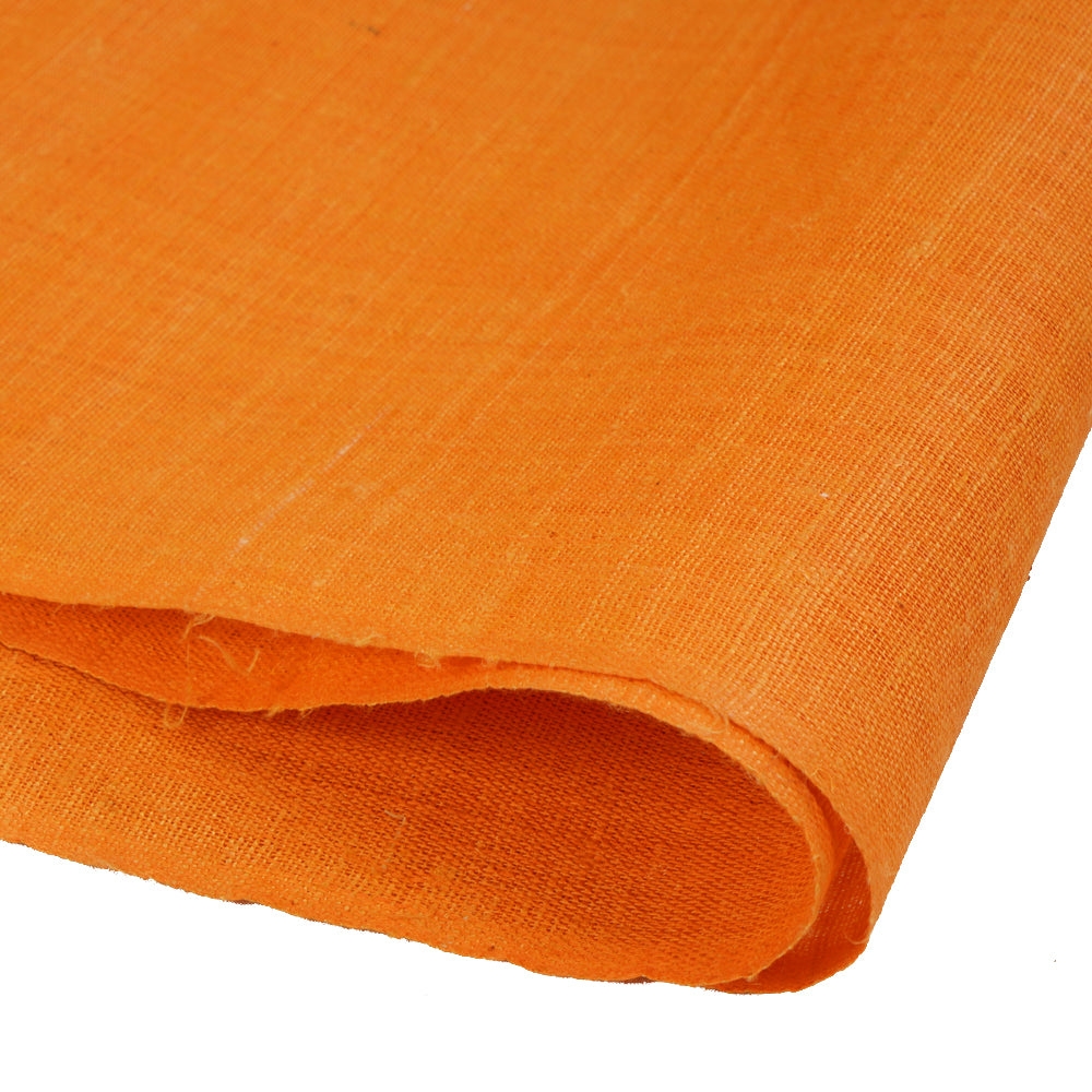 (Pre Cut 2.50 Mtr Piece) Orange Color Natural Matka Silk Fabric